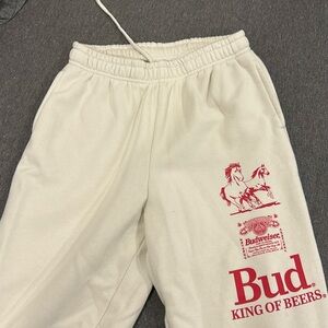 PacSun - Budweiser Cream Colored Cuff Leg Sweatpants - Size XS